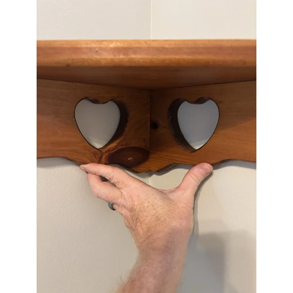 Set Of 2 Heart Cut Out Corner Shelves Wood Cottage Core Handmade Rustic Country